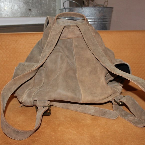 7 Chi Anthropologie light brown distressed genuine leather backpack main image 10